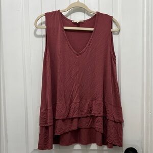 n/p One Size Sleeveless Layered V-Neck Top - Pink / Dark mauve